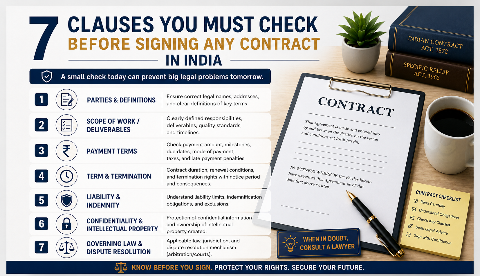 7 Clauses You Must Check Before Signing Any Contract in India (2026 Guide India)